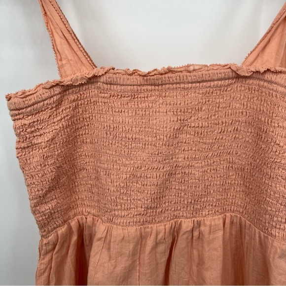 Aerie Size M Peach Mini Sundress Smocked Tie Shoulders Ruffle Western Prairie - Picture 4 of 12